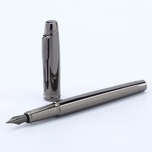 Silver grey metal fountain pen - fountain,