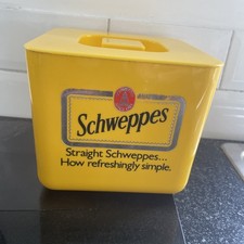 Vintage Schweppes Ice Bucket Yellow Square Made in England