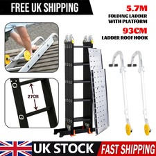Ladder Roof Hook 5.7M 14 in 1 Aluminium Folding Ladder Multi Purpose w/Platform