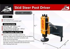 NEW HPD680 Hydraulic Post Driver / Knocker – 340kg – Skid Steer – Full Kit –...