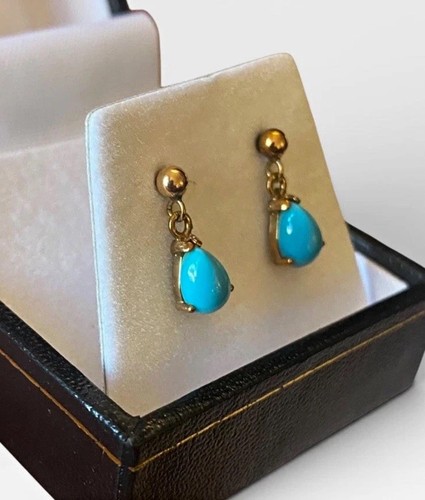 9ct gold turquoise drop - 9ct,