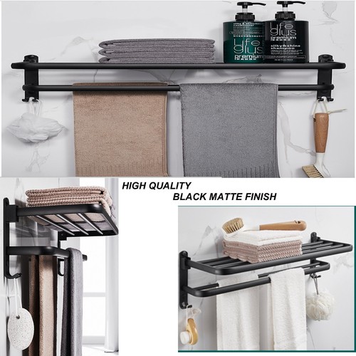 Double black towel rail - double,