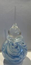 Vintage Adrian Sankey Glass Perfume Bottle With Clear Stopper Blue White Swirl