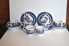 Churchill Blue Willow Pattern Tea Set Blue & White 25 Piece Set Oriental (J)