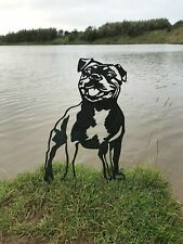 Staffordshire Bull Terrier Metal Dog Garden Art Silhouette Ornament Mild Steel