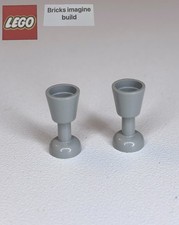 2 x LEGO Vintage 2343 Old Light Grey Goblet for Minifigure, Without Step - 7B