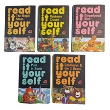 5x Vintage Ladybird Read It Yourself Books Goldilocks, Puss in Boots & 3 Others