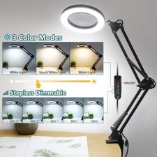 Magnifier Foldable Glass LED With Light Stand Magnifying Beauty Desk Lamp Clamp