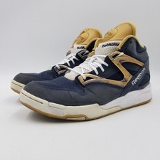 Reebok Pump Omni Lite "Navy Brass" Rare Mens 8.5 Blue Tan 