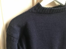 Traditional Navy Guernsey wool jumper from 1970s unworn (S woman/XS men)