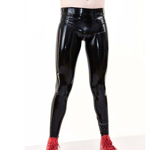 Men sexy black latex pants - latex,