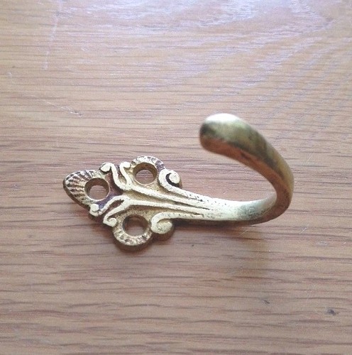 Vintage solid brass coat hook - solid,