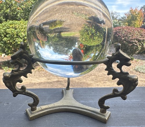 Vintage crystal ball - ball, brass