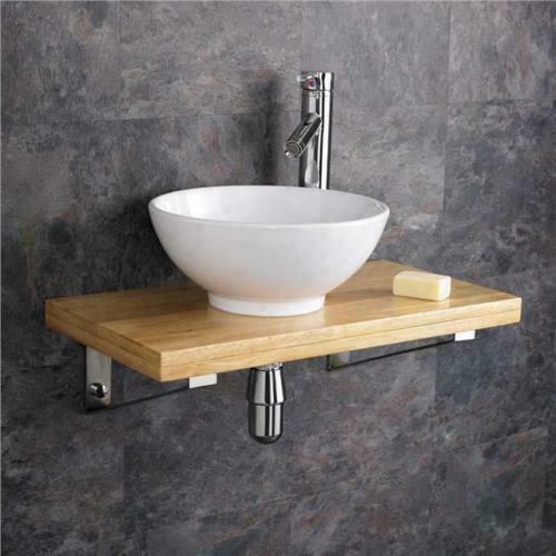 Floating bathroom wood beam