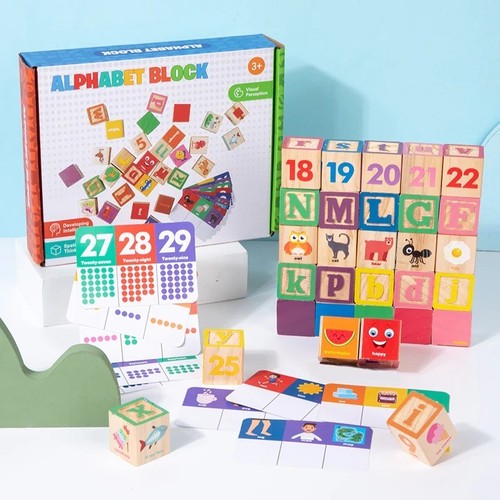 Wooden abc 123 block set - block, 40