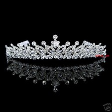 Super Twinkliing Crystal Beads Wedding Bridesmaid Prom Crystal Tiara Crown Adult