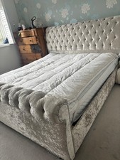 superking velvet sleigh bed