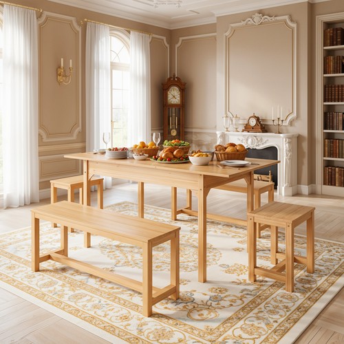 Wooden extendable dining table - dining,