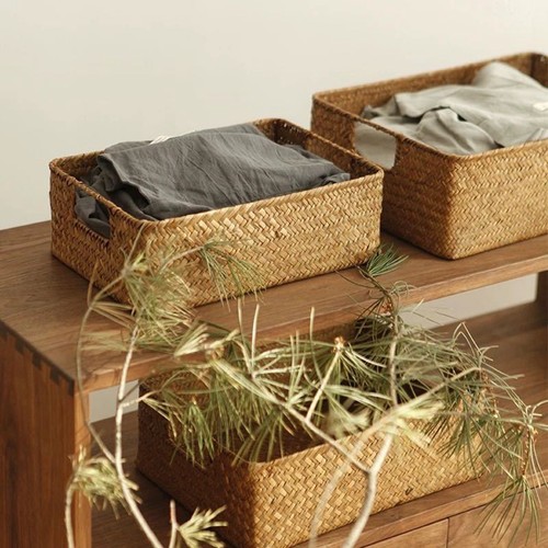 Vintage woven seagrass storage - vintage,