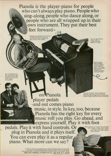 1967 pianola player piano sing - pianola,