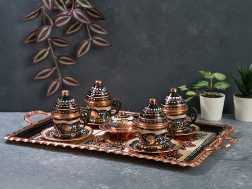 Copper coffee serving set - copper,