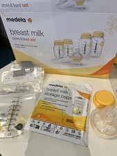 Medela Handsfree Breast Pump With Breast milk Bags And Bottles.