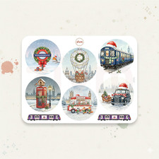 London Christmas Sticker Set | UK Icons, Holiday Decals | Glossy