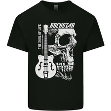 Rockstar Skull Rock Heavy Metal Guitar Mens Light Cotton T-Shirt