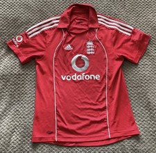 Mens Red England 2008 Adidas Cricket Shirt Jersey Size Small