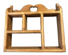 Vintage 90s Heart Wooden Trinket Wall Shelf Primitive Spice Rack Boho Curio