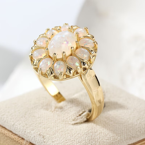 9ct gold opal cluster - ❤️,