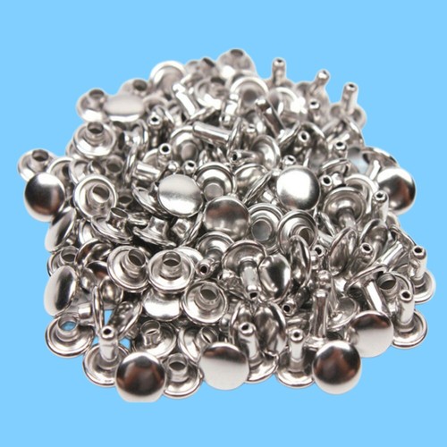 Silver double cap rivets - double, studs