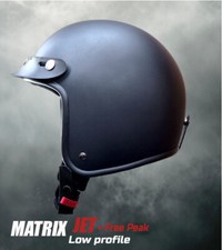 Low Profile Matrix Jet  Matt Black helmet Daytona style