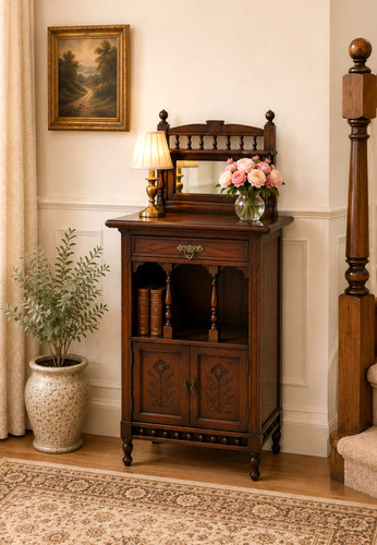 Edwardian carved walnut side - carved,