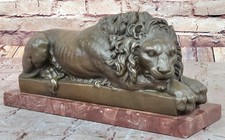 BRONZE LION STATUE SCULPTURE FIGURINE ART DECO FIGURE  LOST WAX METHOD SALE ART