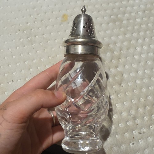 Cut glass salt - glass, pepper