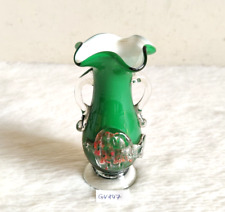 Antique Handmade Green Floral Glass Pontil Mark Vase Decorative GV247