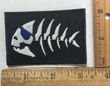 Vintage The Church Of Flying Spaghetti Monster Patch Piranha Fish Skeleton Logo