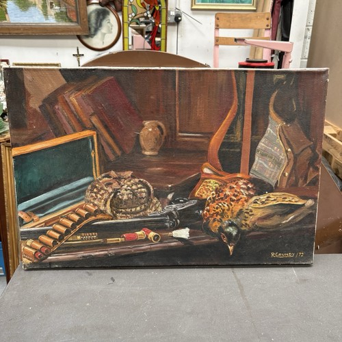 Vintage hunting still - vintage, oil