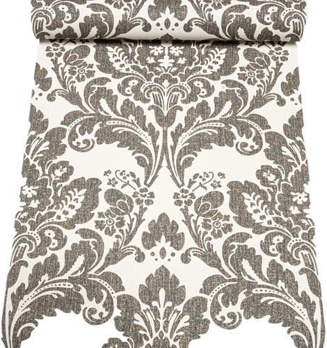 White charcoal damask - charcoal,