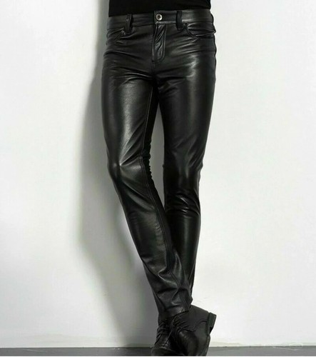 Mens black leather - leather, trousers
