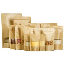 Brown Strong Grip Seal Gusset Craft Paper Bags Smell Free with Clear Window