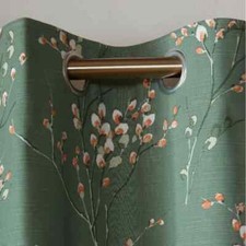 Laura Ashley Pussy Willow Eyelt BLACKOUT Lind Curtains FERN GREEN W168 Drop137cm