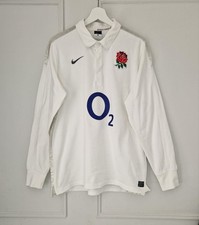 Nike England Rugby Shirt L Long Sleeve O2 Rose Jersey 2000s White Vintage
