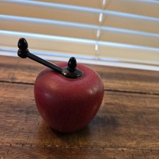 WOODEN PEPPER GRINDER QUALITY APPLE SHAPED RED WITH BLACK METAL 