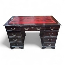 Pedestal kneehole desk - pedestal, red