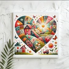 PATCHWORK HEART CROSS STITCH KIT 14 COUNT PRINTED AIDA SIZE 40x40CM