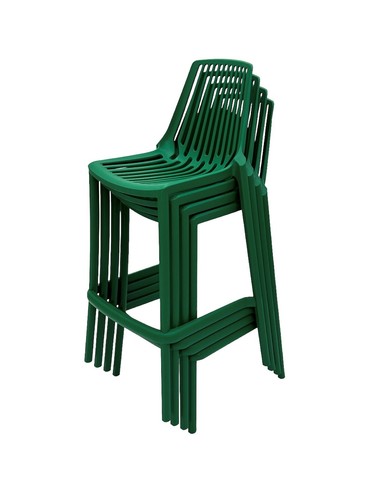 Green stacking plastic stools