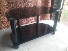 Two-Tier Black Glass TV Stand.