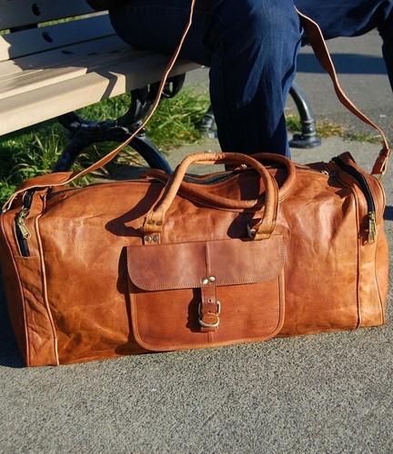 Leather bag travel luggage - leather,